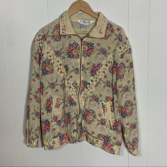 Vintage Grandma Grandmacore Silk Track Jacket - Picture 1 of 9